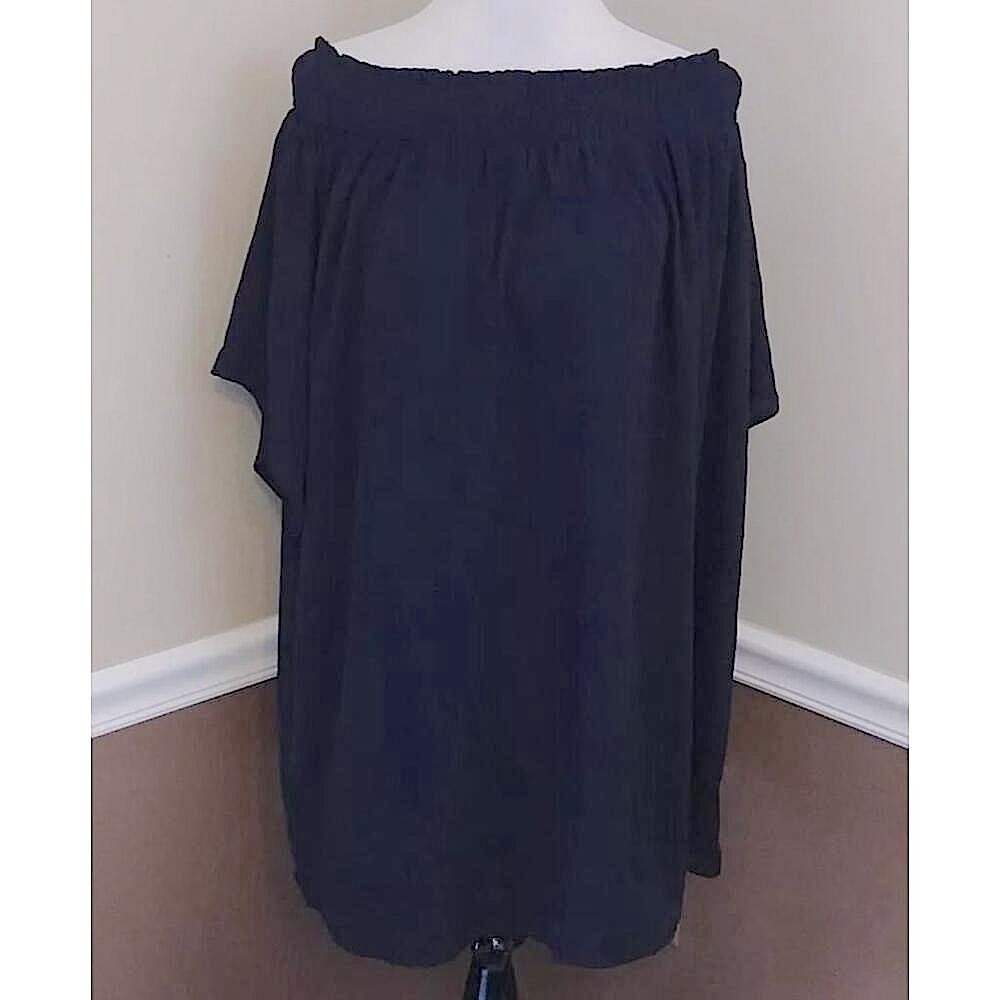 Modcloth She + Sky Black Off the Shoulder Flowy Boho Chic Shift Dress Large NEW